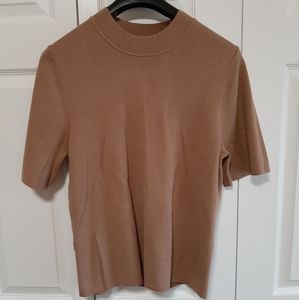 NWT Banana Republic BR Standard Camel Mockneck Short Sleeve Sweater Sz XL